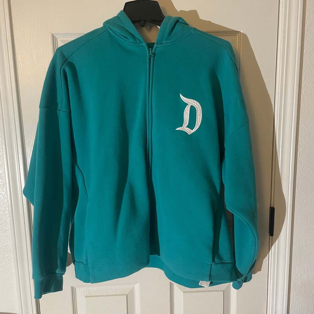 Disney Parks Disneyland Auth Spirit Jersey Teal Full Zip Hoodie Unisex Size XL